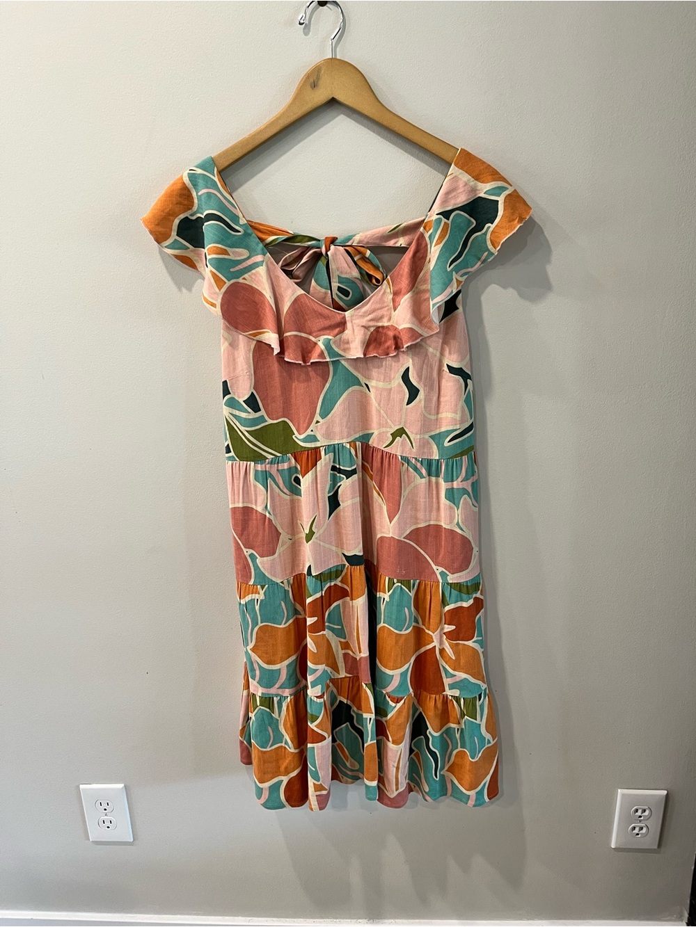 Tribal Flutter Neckline Sleeveless Midi Dress